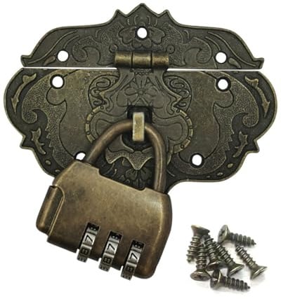 JEXOWIQ Cerradura de Combinación,Vintage Cierres Antiguos- diseño de Hierro de Bronce, Accesorios para Cortinas, cerraduras en cofres,para joyero, Caja de Madera, Caja de Vino, Caja de Herramientas