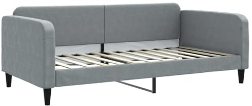 HETFTJN 100x200 cm Light Gray Fabric Daybed with Wood and Metal Frame