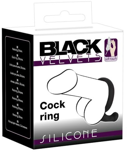Black Velvets Cock Ring - softer Penisring aus Silikon für Männer, Cockring mit Perineum-Stimulation, schwarz