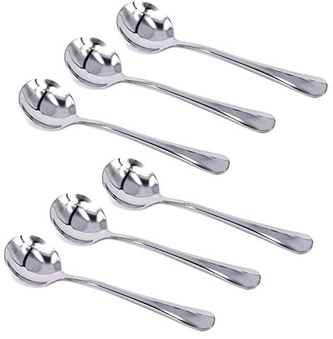 HornTide 6-Piece Soup Spoon Set Bouillon Spoon Flatware Stainless Steel Mirror Polishing 6.5-Inch 16.6cm