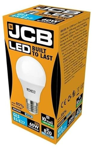 JCB LED 8.5 Watt Screw Cap GLS Lamp Daylight 6500K 60W Replacement ES E27 LED Bulb