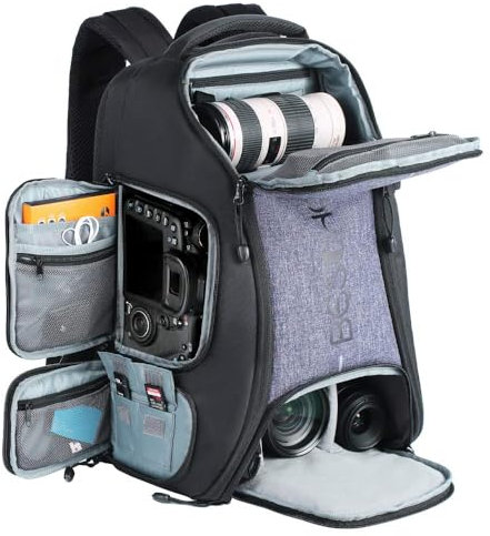 Beschoi - Mochila Fotografía para Cámara Réflex Nikon Canon Sony Tripode Tablet 11”con Funda de Lluvia