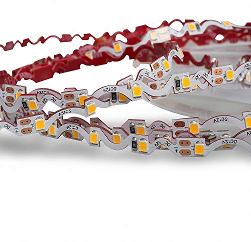 Mextronic Bieg- und knickbar LED Streifen LED Band LED Strip ZICK-ZACK 2835Z Warmweiß (2700K) 48W 5 Meter 12V IP20
