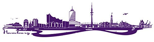 WANDKINGS Wandtattoo - Skyline Hamburg - 120 x 28 cm - Violett - Wähle aus 6 Größen & 35 Farben