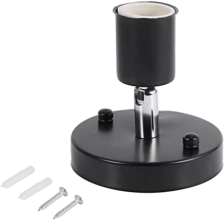 E27 Lampenschirm Halterung, 180 Grad drehbarer Lampenfassung Adapter Vintage Deckenleuchte Wandleuchte Lampenfassung Sockel Splitter Glühbirnen Halter(Schwarz)