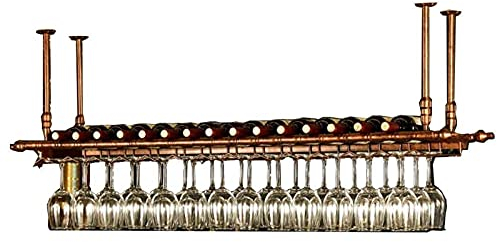 RACK MDELRuldeⓘ Porte-Verres à vin Casier à vin Plafond Casiers à vin Bouteille/Porte-Verre à vin Suspendu/Porte Bouteilles/Porte-vin Mural Rustique à Hauteur réglable pour Bars/Restaurants/Cuisines