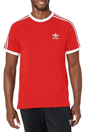 adidas Originals Men's 3-Stripes T-Shirt, Red, Medium