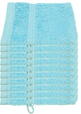 Julie Julsen® Bio Waschhandschuh-Set, 10 Waschhandschuhe in 32 Farben erhältlich weich und saugstark Hellblau 15x21 cm