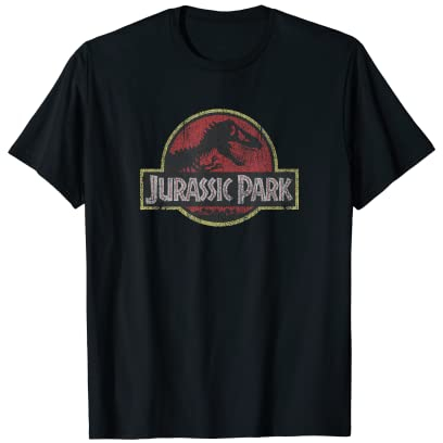 Jurassic Park Classic Retro Red Distressed Logo T-Shirt
