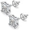 Square Stud Earrings Screw Back Men Diamond Earrings CZ Diamond Stud Earrings for Men Princess Cut Earrings Cubic Zirconia Earrings Silver Square Earrings for Women Sterling Silver Men Earrings 7MM