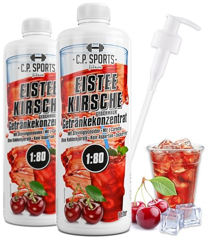 C.P. Sports sirop pour boissons GLACE-CERISE 2 litres + 2 distributeurs à pompe