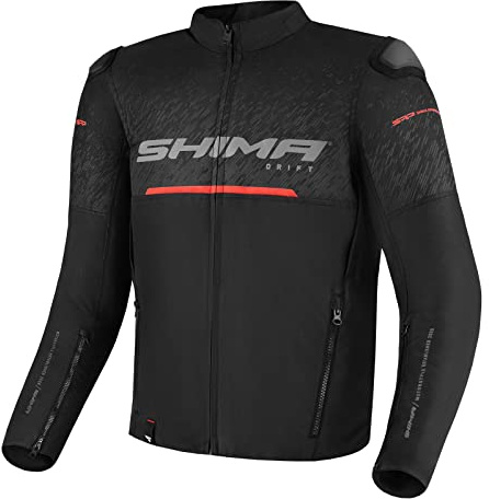 SHIMA DRIFT Motorrad Jacke Herren mit Protektoren AIRFORCE Rückenprotektor Motorradjacke Sommer Schulter Protektor Ellbogen Textiljacke Schutzjacken Protektorenjacke Stadt (Männer, Schwarz, M)