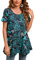 Enmain Tunic Tops for Women UK Short Sleveve Ladies Tunic Dress Casual Plus Size Long Tunics Shirts for Leggings Longline Loose Blouse T Shirt,Turquoise,XXL