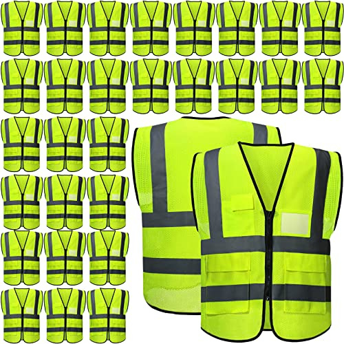 JaGely 30 Pack Reflective Safety Vests with Pockets