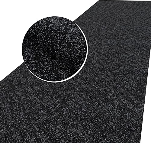 ANRO Schmutzfangmatte Flur Läufer Schmutzfangläufer Fußmatte Teppichläufer Flurteppich Türmatte Meterware Melbourne Schwarz 260x100cm