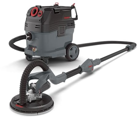MENZER Levigatrice a Collo Lungo LHS 225 VARIO & Aspiratore di Sicurezza (Aspiratore a Umido/Secco) VCL 530 PRO incl. Set di Abrasivi