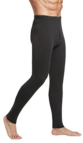 inhzoy Herren Ski- und Thermounterhose Lang mit Eingriff Thermo Unterwäsche Hose Kälteschutz Wärmende Leggings für Wintersport Skifahren Wandern Lauf Fußball Schwarz XXL