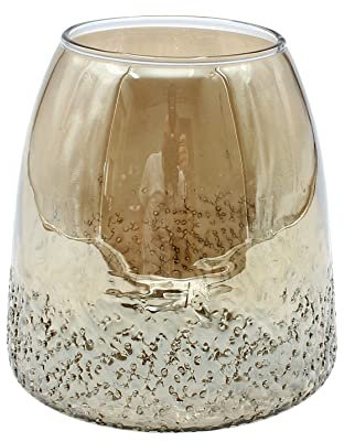 Windlicht aus Glas mit 3-D Muster, Braun, Größe H/Ø: ca. 15 x 14 cm