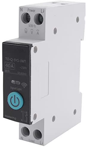 PURPLLE 40 ein Tuya ein Phase DIN Schiene WIFI Smart Energie Meter Timer Strom Verbrauch Monitor KWh Wattmeter, Schwarz mit ZäHler