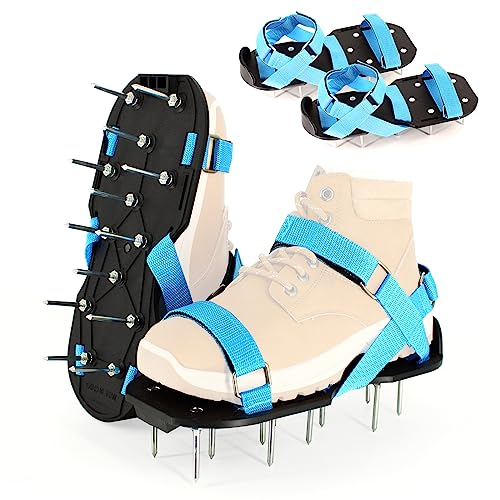 byhsports Lawn Aerator Shoes, Grass Aerating Sandals with Long 5 cm Spikes, Heavy Duty Grass Aerator Shoes Universal Size for Home Yard Patio Garden Grass Lawn