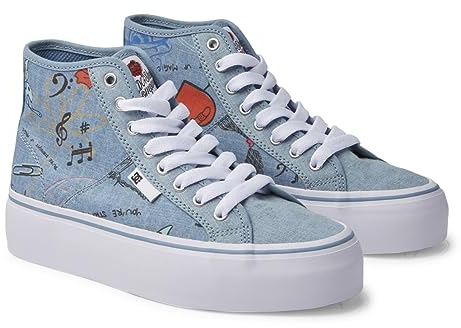 DC Shoes Damen Manual Hi Platform Sneaker, Heather Dark Denim, 38 EU