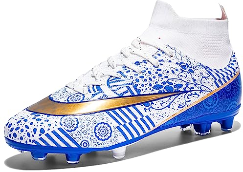 LECYGNB Zapatillas de Fútbol Hombre Profesionales Botas de Fútbol Niños Jóvenes Antideslizante al Aire Libre Zapatos de Entrenamient Atletismo Zapatos de Deporte Blanco EU 42