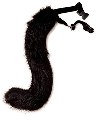 Surakey Halloween Kostüme Plüsch Fuchsschwanz Cosplay Kunstpelz Fuchs Wolf Kostüm Katze Schwanz Kinder Erwachsene Cosplay Halloween Weihnachtsfeier Fasching Karneval Masquerade Cosplay Frauen,Schwarz