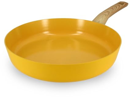 MENASTYL - Poêle 28cm avec revêtement antiadhésif céramique (Sans PFAS/Sans PTFE) tous feux dont induction - En Aluminium - Gamme Colorama - Safran - 6020832