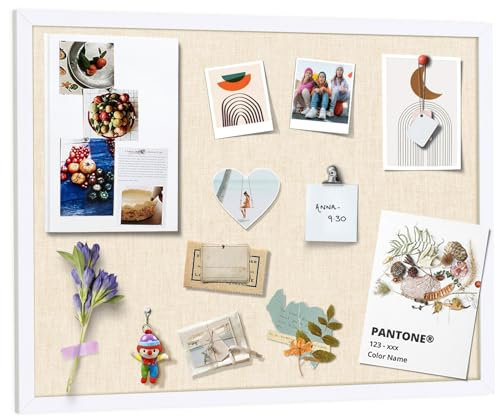 Miratino Große Pinnwand, 58,4 x 43,2 cm, weiße Korktafeln für Wände mit Rahmen, Pinnwand, Sichttafel für Zuhause, Schule, Büro, Dekoration