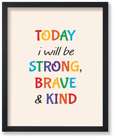 Poster Master Poster I Will Be Strong Brave & Kind, Motivationsdruck, positive Affirmationen, Geschenk für Kinder und Eltern, inspirierende Dekoration für Klassenzimmer oder Kinderzimmer, ungerahmt,