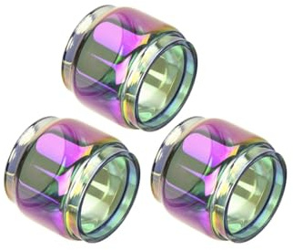 WratryParts 3pcs Replacement Clear Rinbow Multicolor Fat Bubble Glass Tube Tank for Uwell Crown 5 RTA Tank (Multicolor Fat)