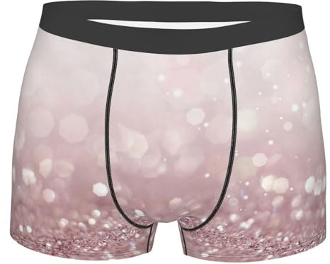 JONGYA Sous-vêtement à angle plat imprimé à paillettes roses micro élastique confortable et respirant pour homme, Noir , XXL