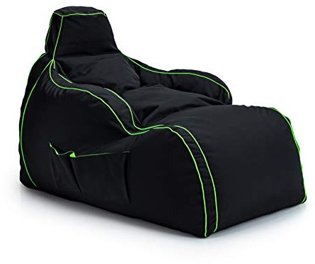 Game Over Silla para Reposar Puff Pera para Video Juegos | Sala Interior | Bolsillos Laterales para Controles | Soporte para Auriculares | Diseño Ergonómico (Esmeralda mágica)