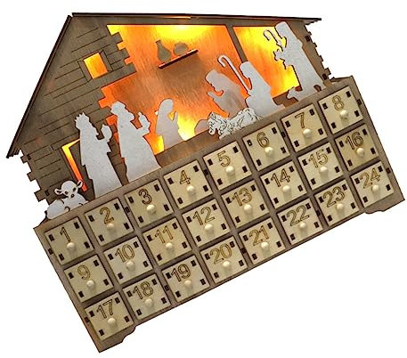 Warmhm Led Weihnachtskalender Holz Mit Led-beleuchtung Dekorativer Tischkalender Für Weihnachtsdeko Einzigartiger Adventskalender Für Heim Büro Und Geschenkidee Zum Fest