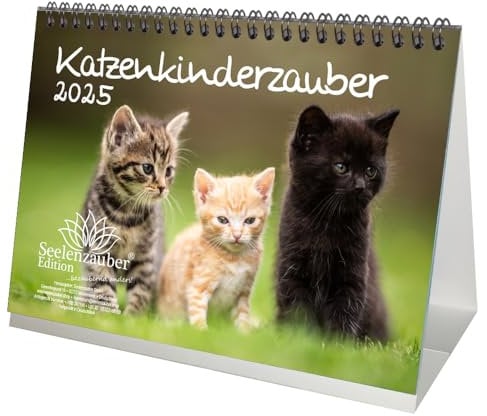 Katzenkinderzauber DIN A5 Tischkalender für 2025 Katzenkinder Katzenbabys - Seelenzauber