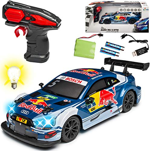 alles-meine.de GmbH A*U*D*I A5 RS5 DTM Champion Mattias Ekström Blau 2,4 GHz RC Funkauto mit Beleuchtung und Akkupack 1/24 Siva Modell Auto mit individiuellem Wunschkennzeichen K..