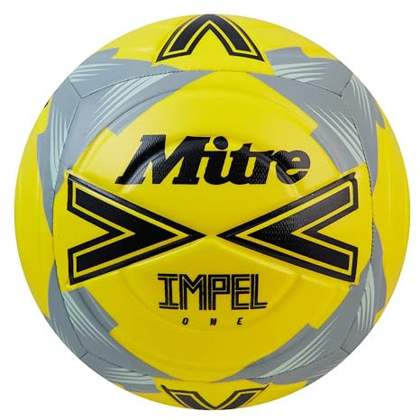 Mitre Adult Impel One 24 Football, Fluo Yellow/Black/Circular Grey, 4