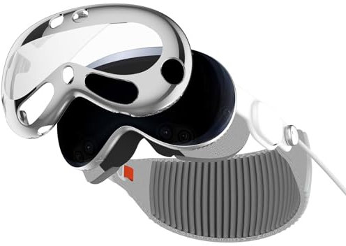Schutzhülle aus TPU für Apple Vision Pro, leicht, kratzfest, perfekte Passform für Luftlöcher (helles Silber)