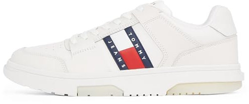 Tommy Jeans Baskets Basses Homme Brooklyn Essential en Cuir, Blanc (Ecru), 42
