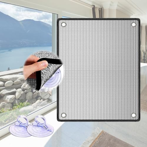 Sonnenschutz Fensterfolie Doppelte Schicht Aluminium Folie Anti UV Fensteraufkleber Thermomatten Mit Saugnäpfen(40x150cm)