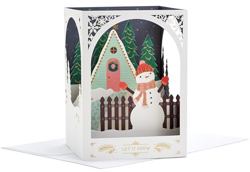 Hallmark Weihnachtskarte Schneemann Design 3D und Pop Up Karte Schnee Weiß Rot