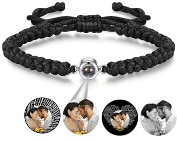 PiercingJak Projektion Armband Foto Partner Armbänder mit Bild im Stein Personalisiertes Armband Fotoarmband Fernbeziehung Personalisierte Geschenk für Freundin Paare Männer Frauen