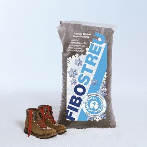 Streusalz Winterstreu Auftausalz| FIBOSTREU Sackware a 25L 1 Stück|Umweltfreundliche Alternative zu Streusalz Sofortige Rutschstopp-Wirkung Hochergiebig & salzfrei