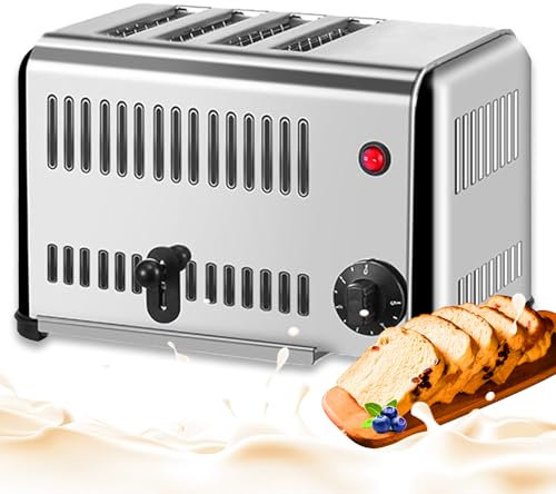 Commercial Toaster, Smart Toaster With Timer, 2 Browning Levels, Auto Stop, Countdown Timer, Long Slot Toaster With Detachable Crumb Tray, Small Kitchen Appliances Sandwich Toasters 4slice