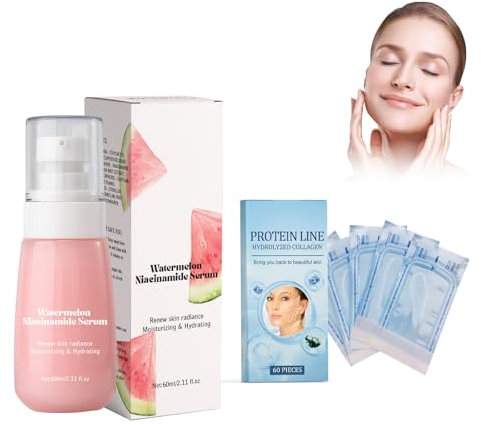 Eazerom 24 Fili di Collagene Riassorbibili per Il Lifting del Viso, Sollevamento del filo di collagene, Confezioni Fili di Seta al Collagene,Set di Sollevamento Del Filo di Seta,60ml+60pcs