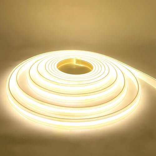 STHomedeco Alta Luminosità Cob - Led Striscia 220v Adesive Da Interno,IP65 Led Striscia Esterno Impermeabile, Strip Decorare Per Commerciale, Famiglia (Bianco Caldo 3000k, 2M)
