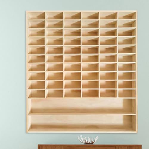 Wooden Diecast Car Display Rack 1:64 Car Model Storage Box Wall Hanging Unit Souvenir Organiser for Home Craft Office Kitchen, 62 Grid