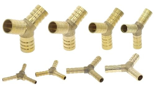 Connecteur de raccordement de tuyau de tube de com Raccord de tuyau cannelé en laiton en forme de Y, 3 voies, 4 mm-16 mm, connecteur cannelé en cuivre, adaptateur de coupleur pneumatique(OD 8mm-6mm-6m