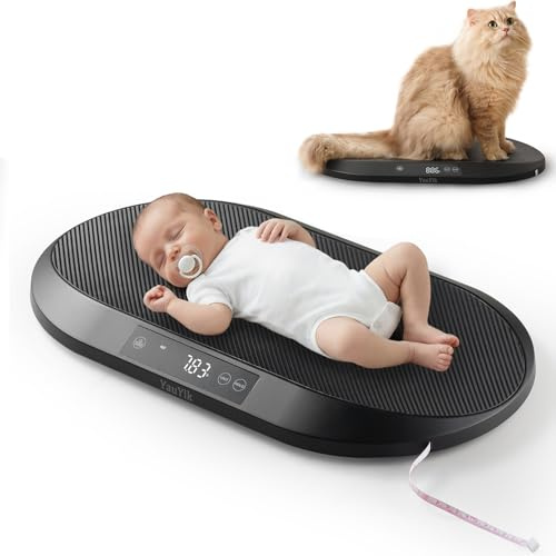 YauYik Genaue Babywaage und Haustierwaage, bis zu 40 kg, mit 152,4 cm | Digitale Waage für Baby, Katze, Welpe & Kleintier, Haltefunktion, 5 Wiegeeinheiten, LED-Bildschirm, mit Anti-Rutsch-Matte