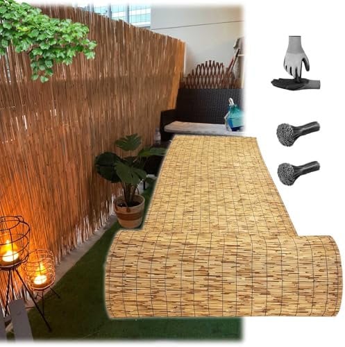 Schilfmatten Natürlicher Bambus Sichtschutz Schilfrohrmatte Bambuszaun 80cm 90cm 100cm 120cm 150cm 160cm Hoch Schilfrohr Windschutz Zaun Natur Wetterfest